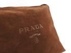 Prada Brown Suede Logo Shoulder Shopper Bag