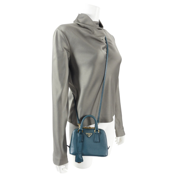 Prada Blue Saffiano Leather Small Promenade Crossbody Bag – I MISS