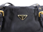 Prada Tessuto Black Nylon Saffiano Trim Tote Bag
