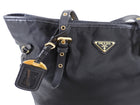 Prada Tessuto Black Nylon Saffiano Trim Tote Bag