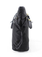 Prada Tessuto Black Nylon Saffiano Trim Tote Bag