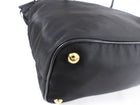 Prada Tessuto Black Nylon Saffiano Trim Tote Bag