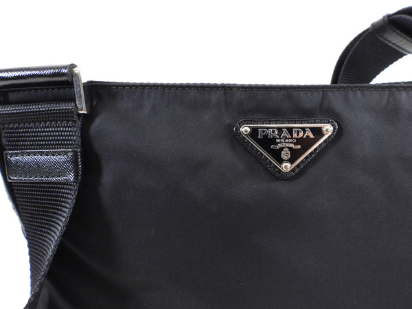 Prada Black Nylon Tessuto Messenger Crossbody Bag 916pr90