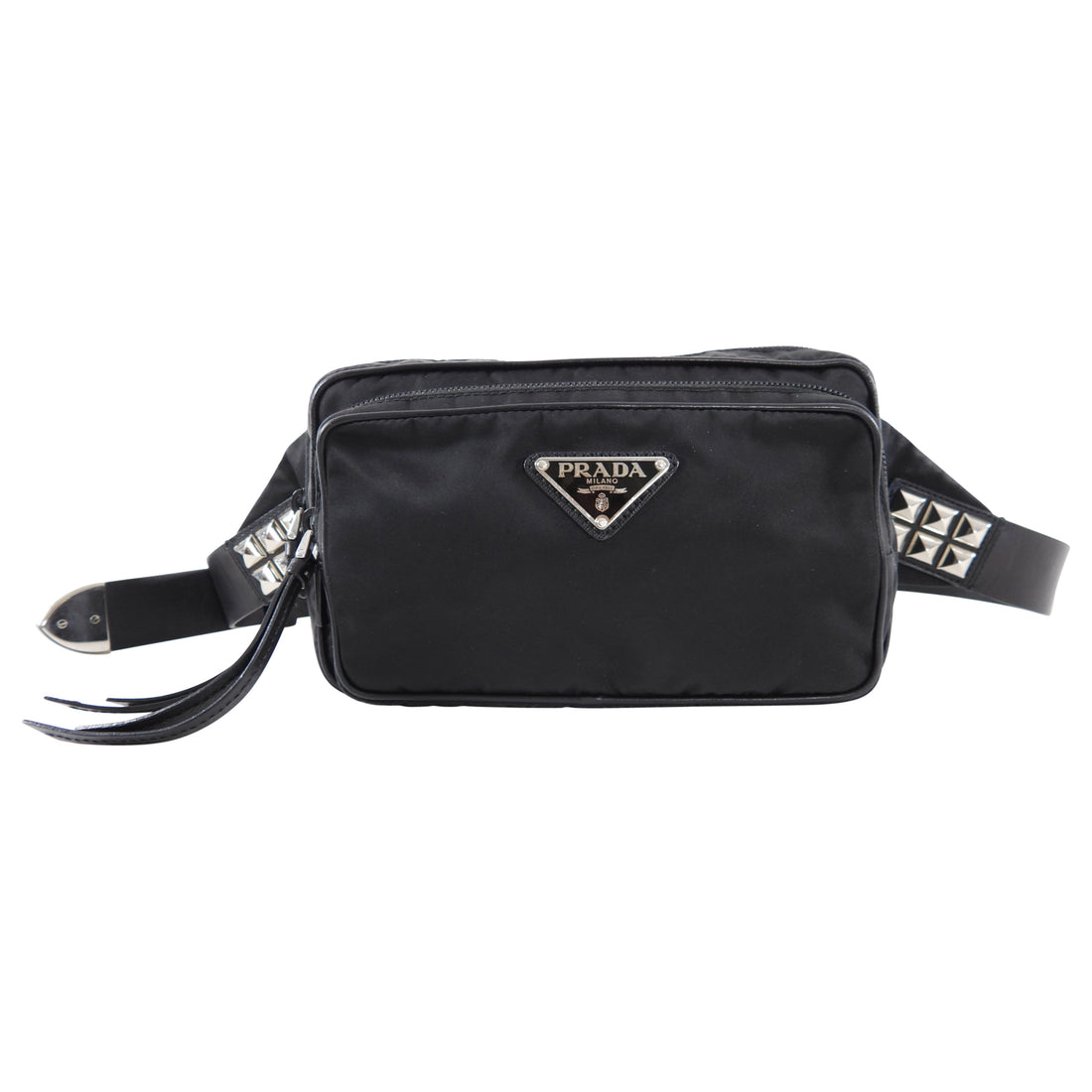 Prada Black Tessuto Nylon Stud Belt Bag