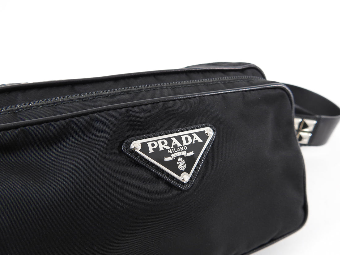 Prada Black Tessuto Nylon Stud Belt Bag