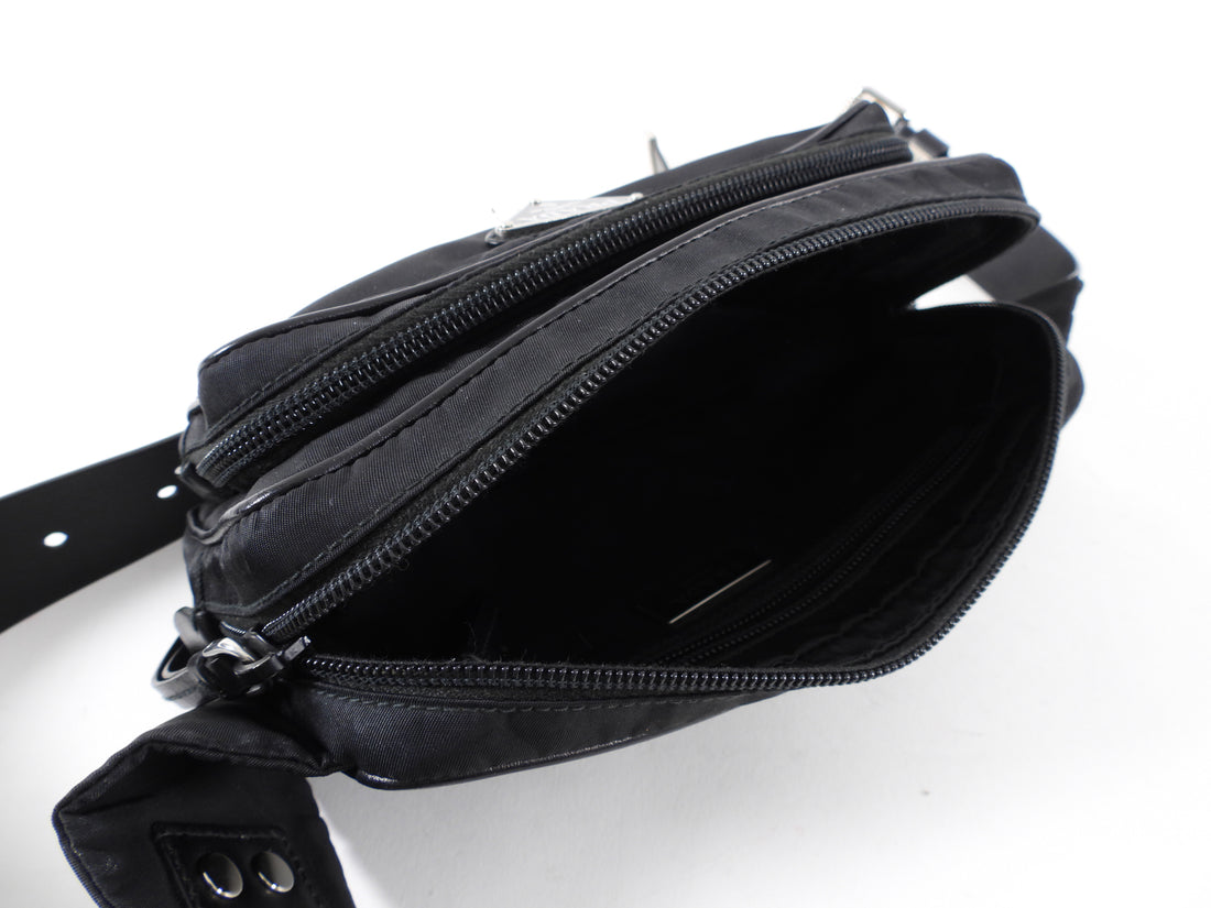 Prada Black Tessuto Nylon Stud Belt Bag