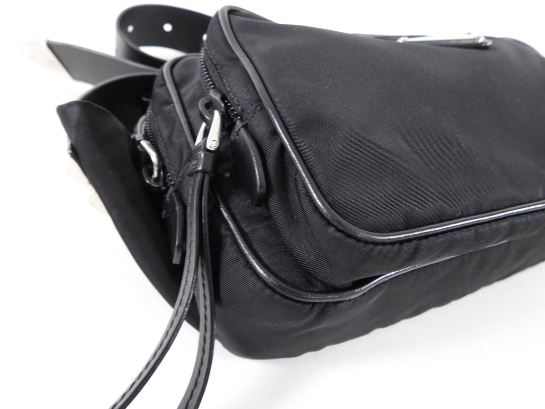 Prada Black Tessuto Nylon Stud Belt Bag