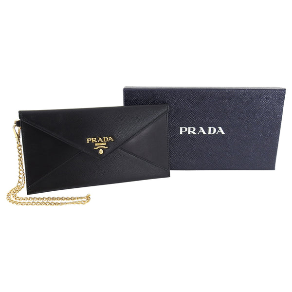 Prada Saffiano Leather Envelope Wallet on Chain Bag (SHF-97HrAQ