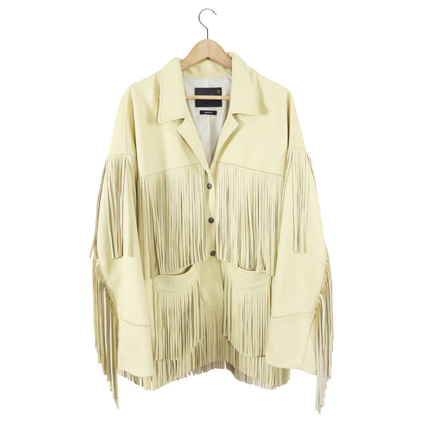 R13 Beige Deerskin Fringe Oversize Jacket – I MISS YOU VINTAGE