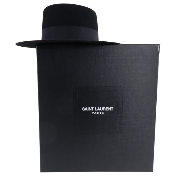 Rare VTG YSL 1960s Yves Saint Laurent Black Brimmed Fur Felt Hat +Original  Box