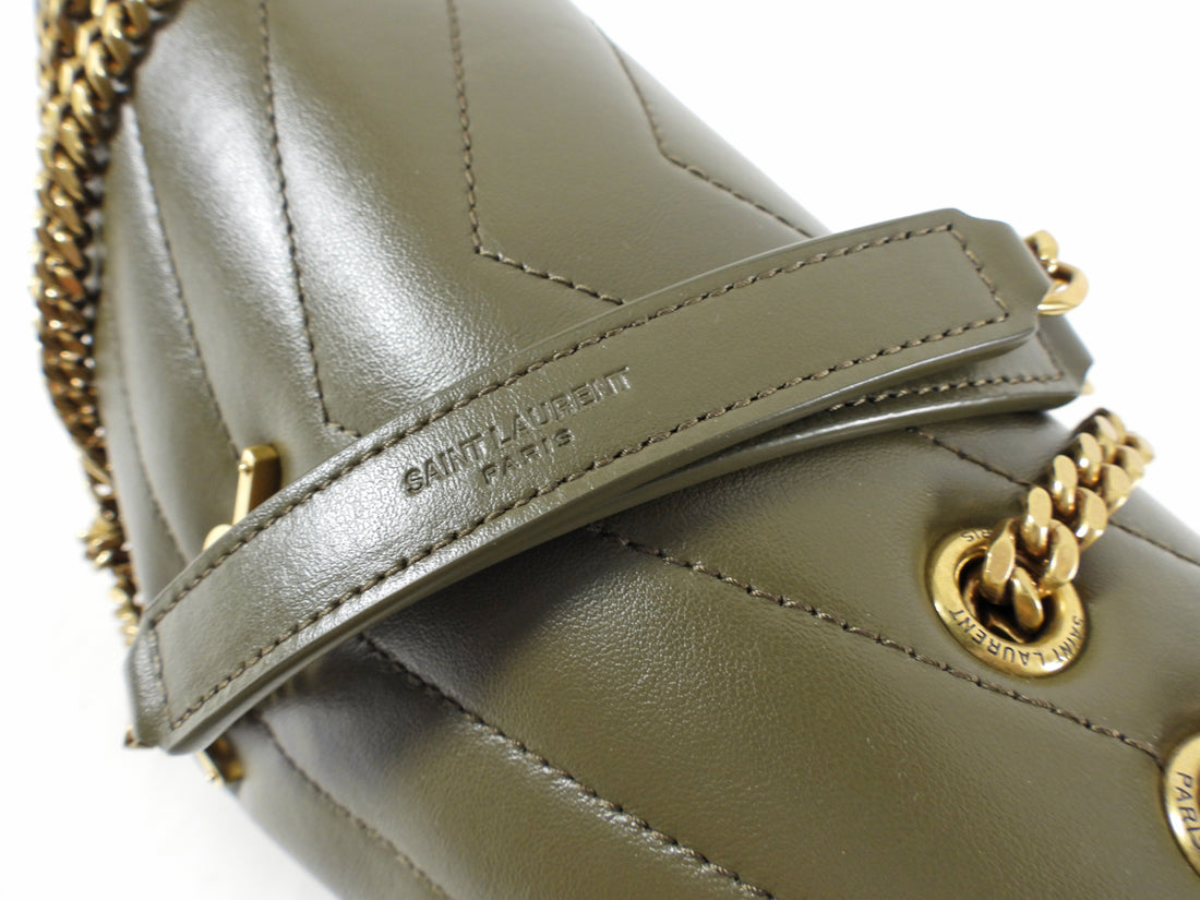 Saint Laurent Olive Green Small Lou Lou Shoulder Bag