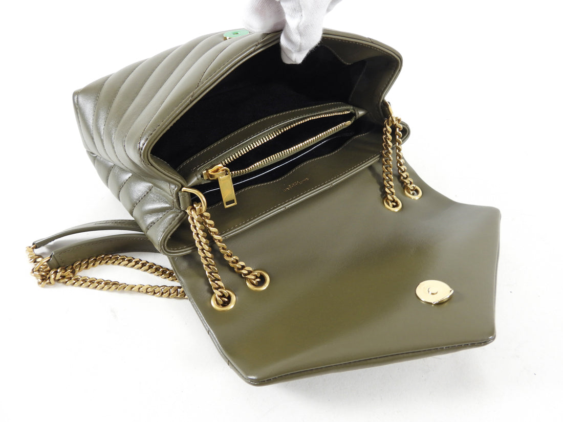 Saint Laurent Olive Green Small Lou Lou Shoulder Bag