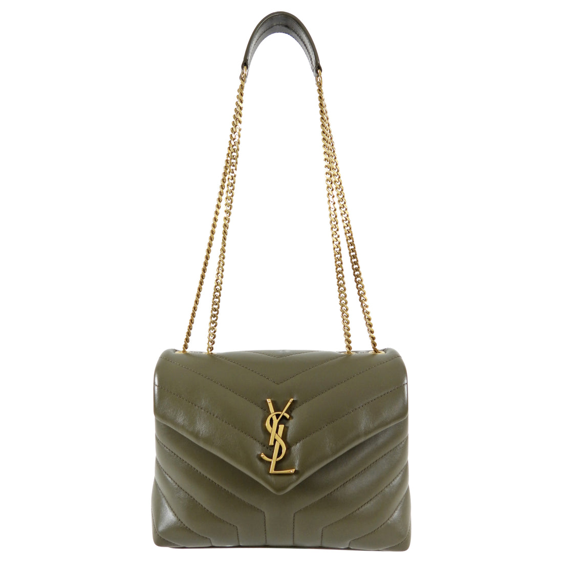 Saint Laurent Olive Green Small Lou Lou Shoulder Bag