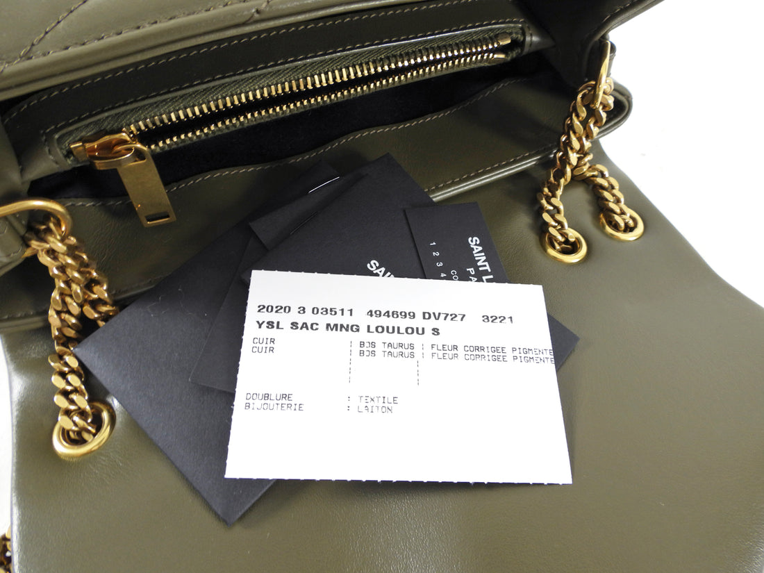 Saint Laurent Olive Green Small Lou Lou Shoulder Bag