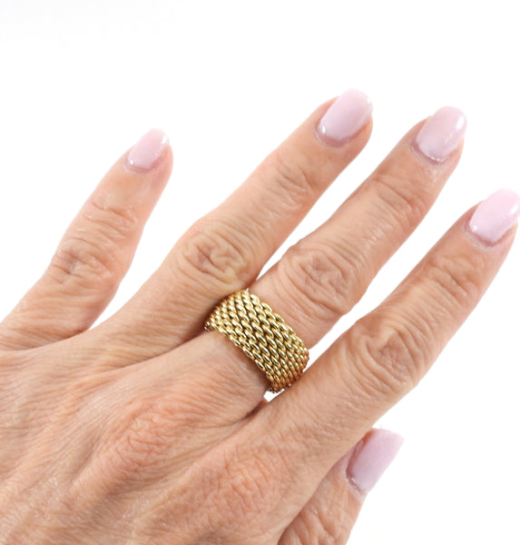 Sold at Auction: Tiffany & Co. Somerset 18k Gold Heart Mesh Ring