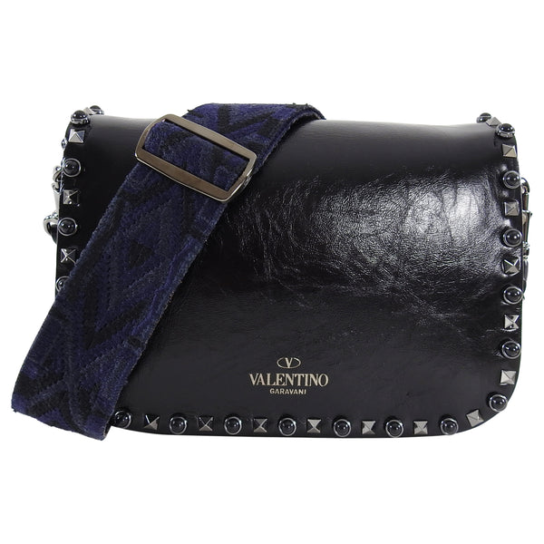 Valentino Garavani Black Valentino Guitar Rockstud bag with colored  shoulder strap Leather ref.885033 - Joli Closet