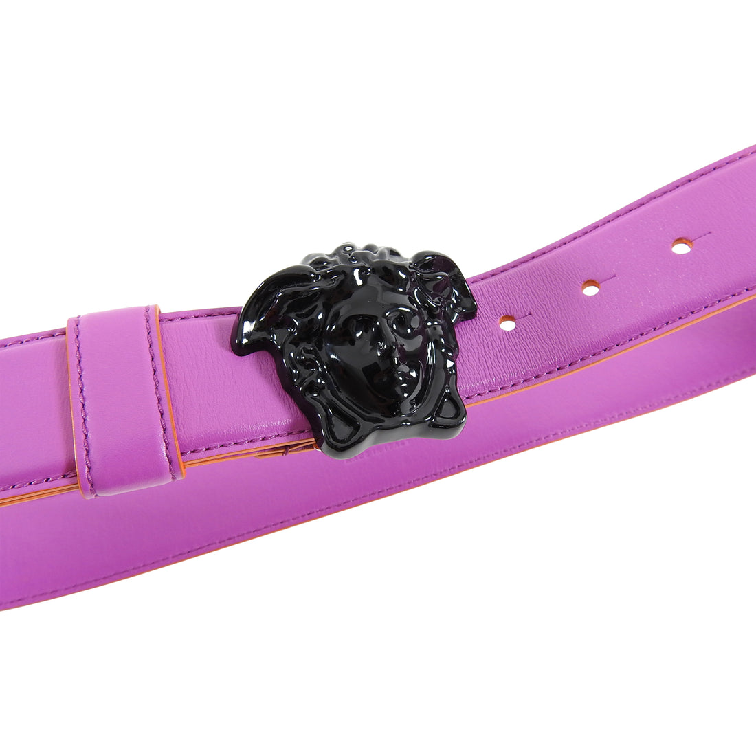 Versace Magenta Leather Medusa Head Belt - 75/30