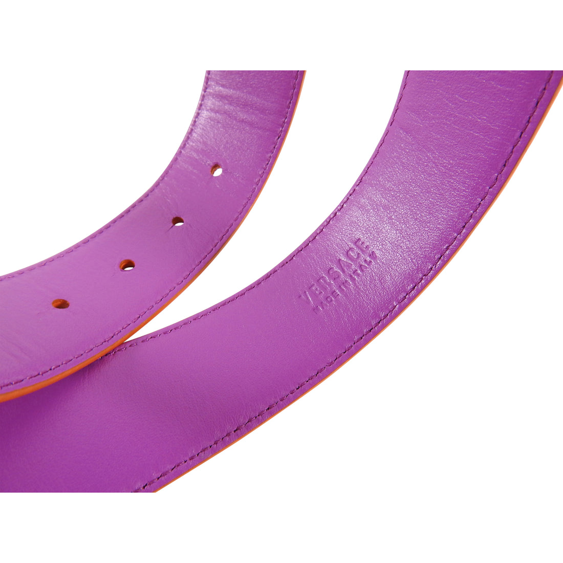 Versace Magenta Leather Medusa Head Belt - 75/30