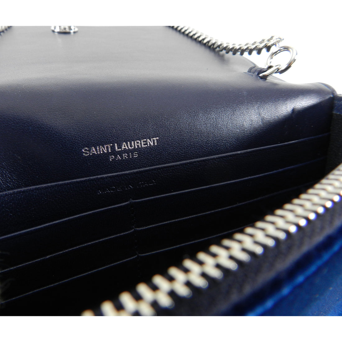 Saint Laurent Kate Tassel Blue Velvet and Rhinestone Crossbody Bag