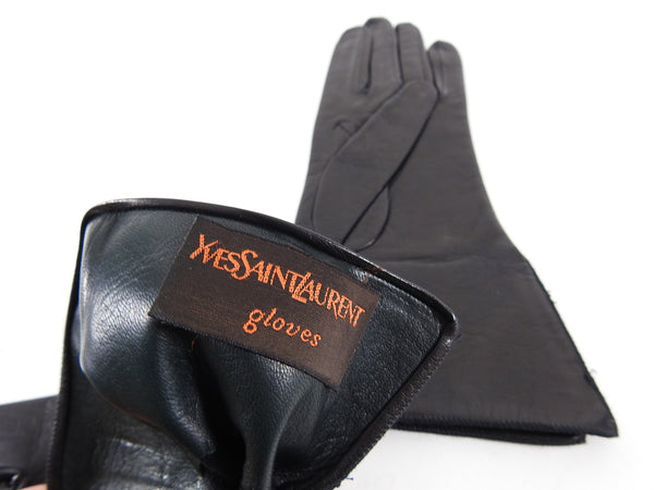 ysl handschuhe YSL Yves Saint Laurent Vintage Black Leather Gloves – I MISS YOU VINTAGE