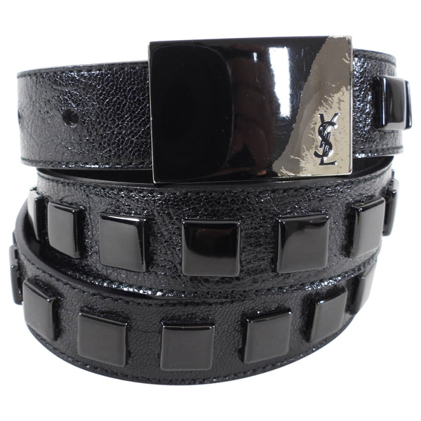 Yves Saint Laurent Black Studded Narrow Belt - 95 / 38