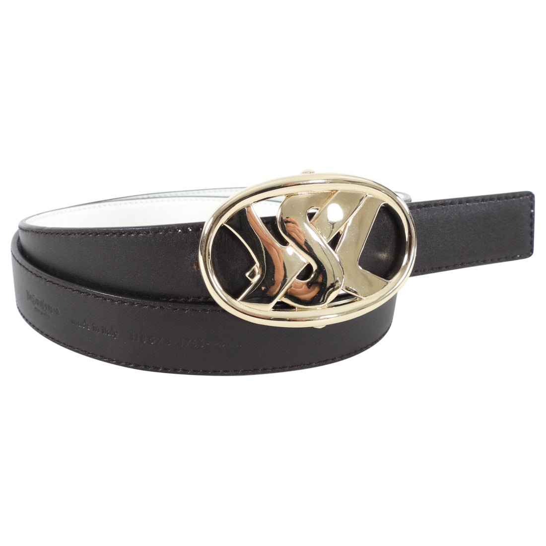 Yves Saint Laurent YSL Reversible White Brown Belt - 90 / 36