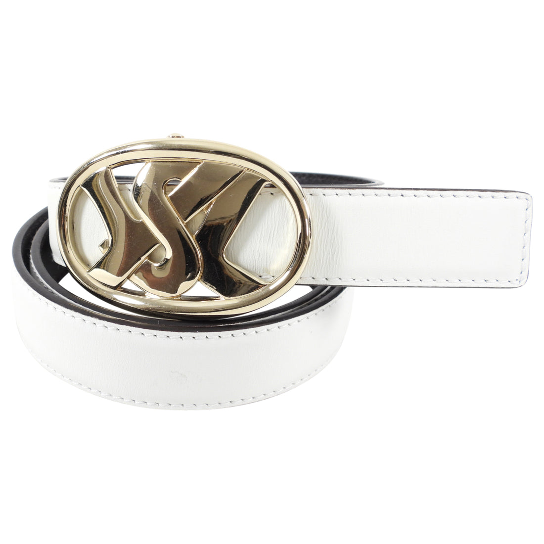 Yves Saint Laurent YSL Reversible White Brown Belt - 90 / 36