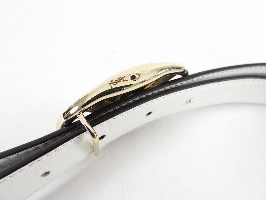 Yves Saint Laurent YSL Reversible White Brown Belt - 90 / 36