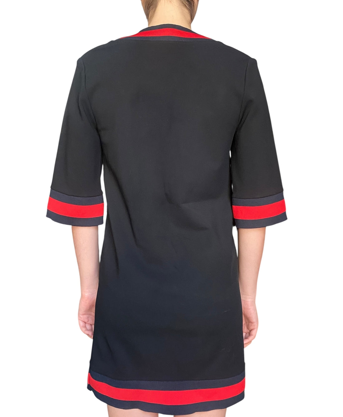 Gucci Black Web Accent V-Neck Mini Dress - S