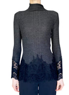 Ermanno Scervino Grey Wool Lace Trim Ribbed Turtleneck - IT 44 / US 8