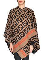 Fendi Brown Monogram Wool Blend Poncho