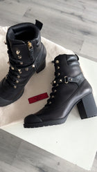 Valentino Rock Stud Black Leather Rubber Ankle Boots - 36.5 / 37