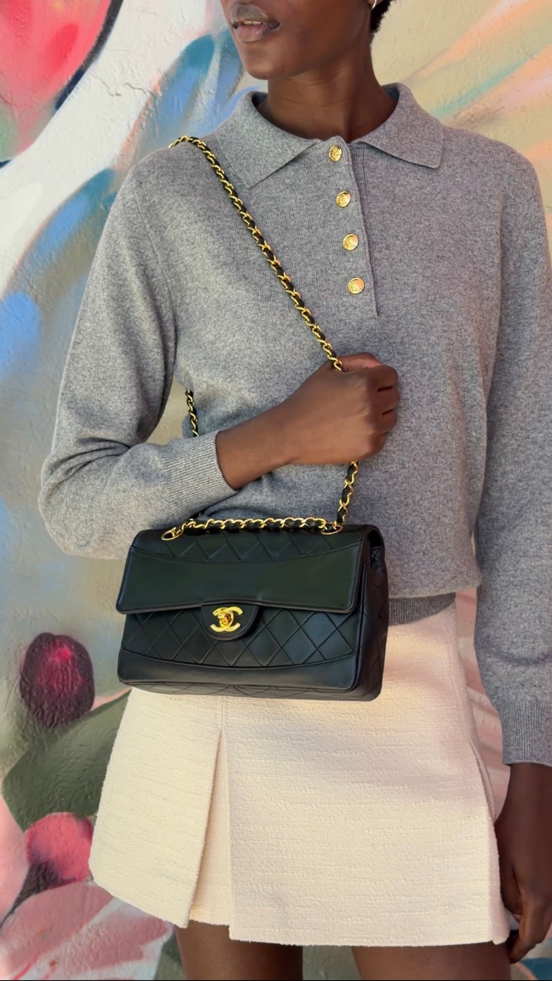 Chanel Black Vintage 1989 CC Medium Quilted Flap Bag