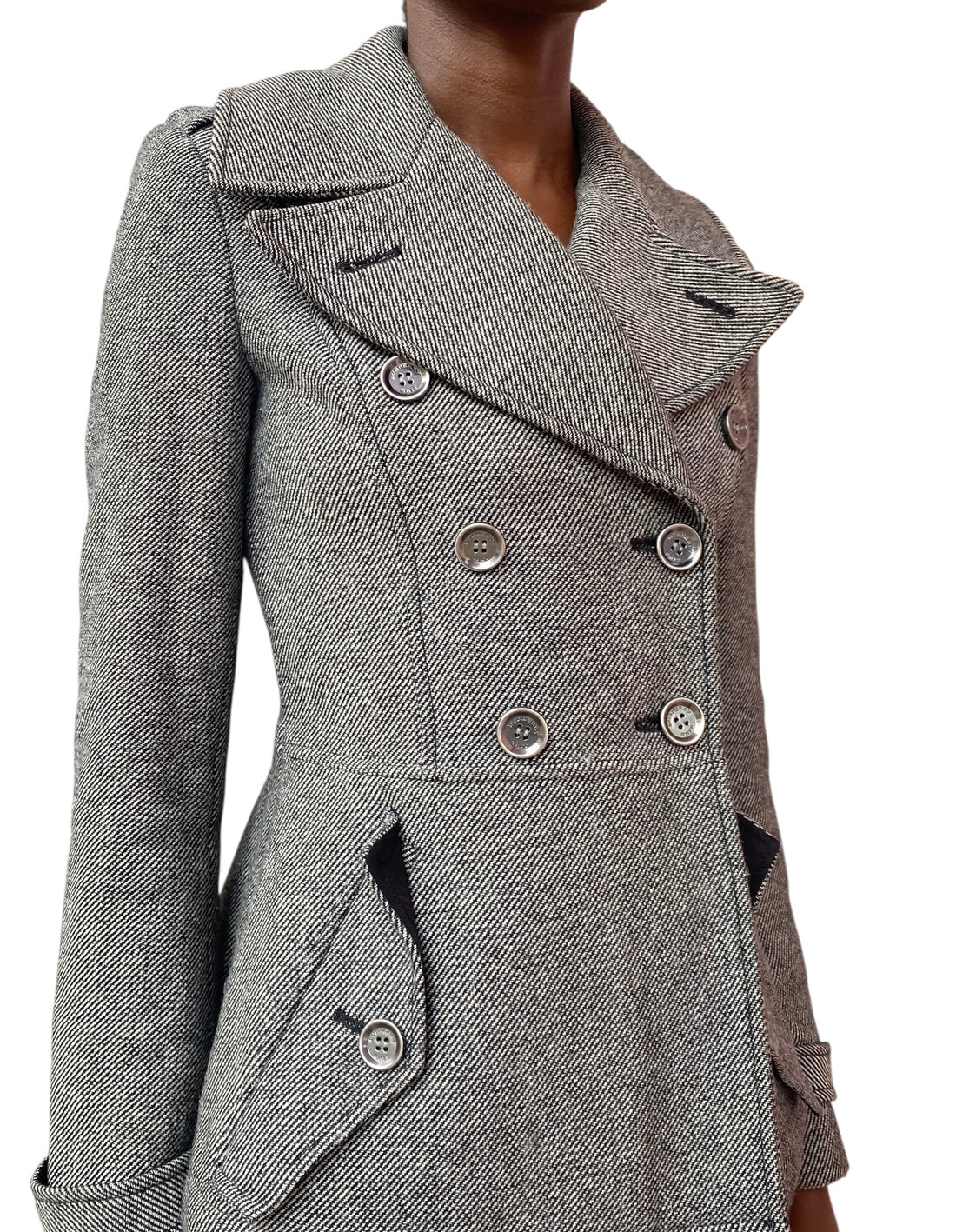 Burberry Britt Grey Wool Blend Cropped Trench Coat - US 2