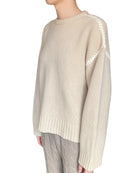 Toteme Beige Embroidered Trim Wool Cashmere Knit Sweater - XS
