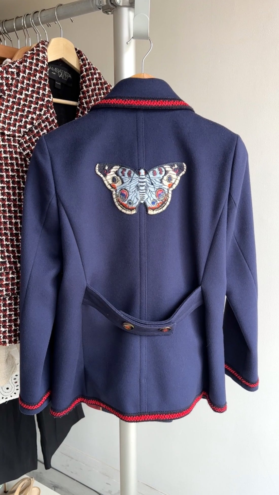 Gucci Navy and Red jacket with Butterfly - 6/8