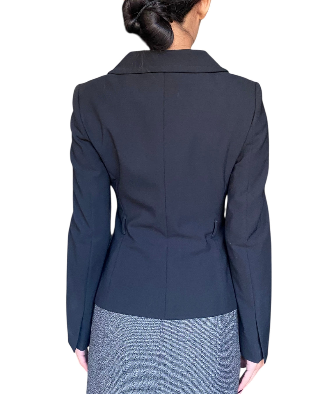 Prada Black Round Collar Fitted Jacket - 40 / US 4-6