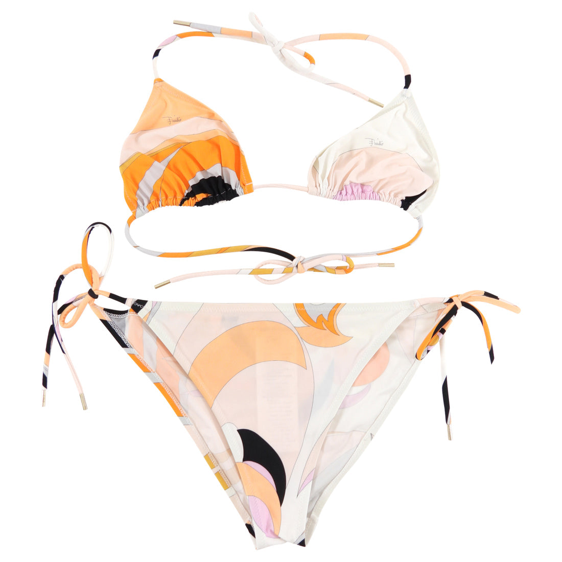 Emilio Pucci Orange & Pink Swirl Printed Two-Piece Bikini Set - US 6