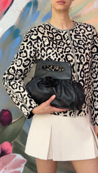 Chanel vintage 2003 Leather Camelia Frame Clutch Bag
