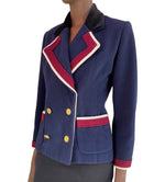 Chanel Vintage Navy Coin Button Double Breasted Jacket - 38 / US 6
