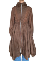 Herno Brown Long Nylon Windbreaker Coat - 42 / US 6-8