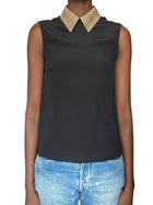Gucci Black Python Collar Sleeveless Top - IT 38