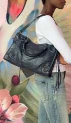 Balenciaga Midnight Navy AW2015 Arena Lambskin Leather Medium Classic City Moto Bag