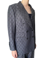 Gucci Grey 2025 Monogram Double Breasted Blazer - 42