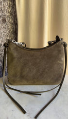 Phoebe Philo Dark Olive Green Small Gig Suede Shoulder Bag