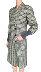 Chloe Green Wool Checked Double-Breasted Coat - F34 / US 2-4
