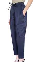 Brunello Cucinelli Navy Satin Monili Cargo Trousers - US 4