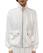 Brunello White Monili Embellished Zip Sweatshirt - M