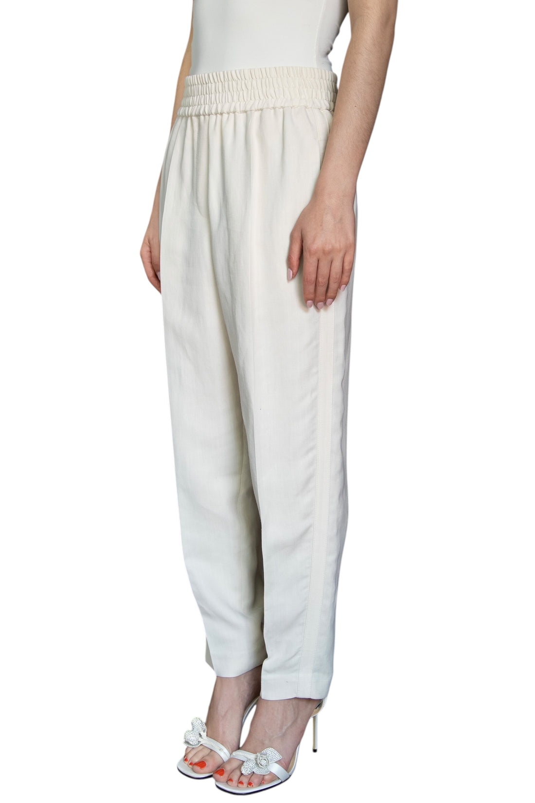 Brunello Cucinelli Ivory Twill Tapered Trousers - IT 42 / US 6