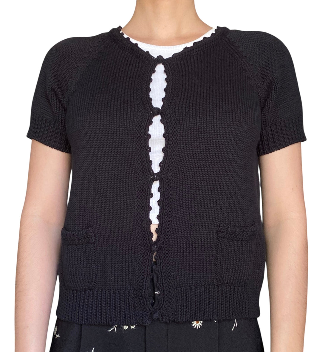 Prada Black Short Sleeve Knit Cardigan - 44